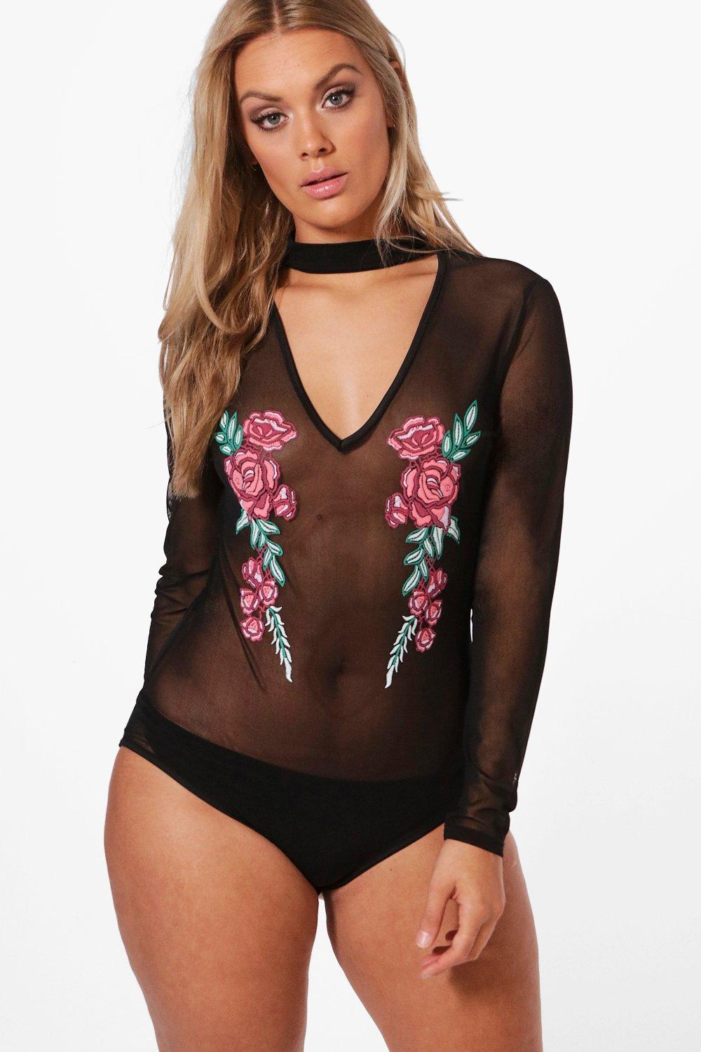 floral mesh bodysuit