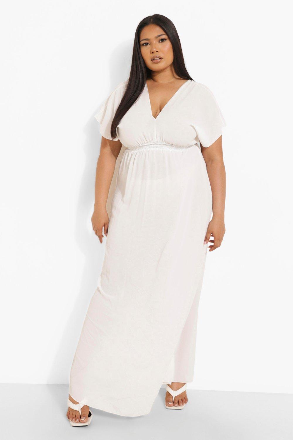 white maxi dress plus size uk