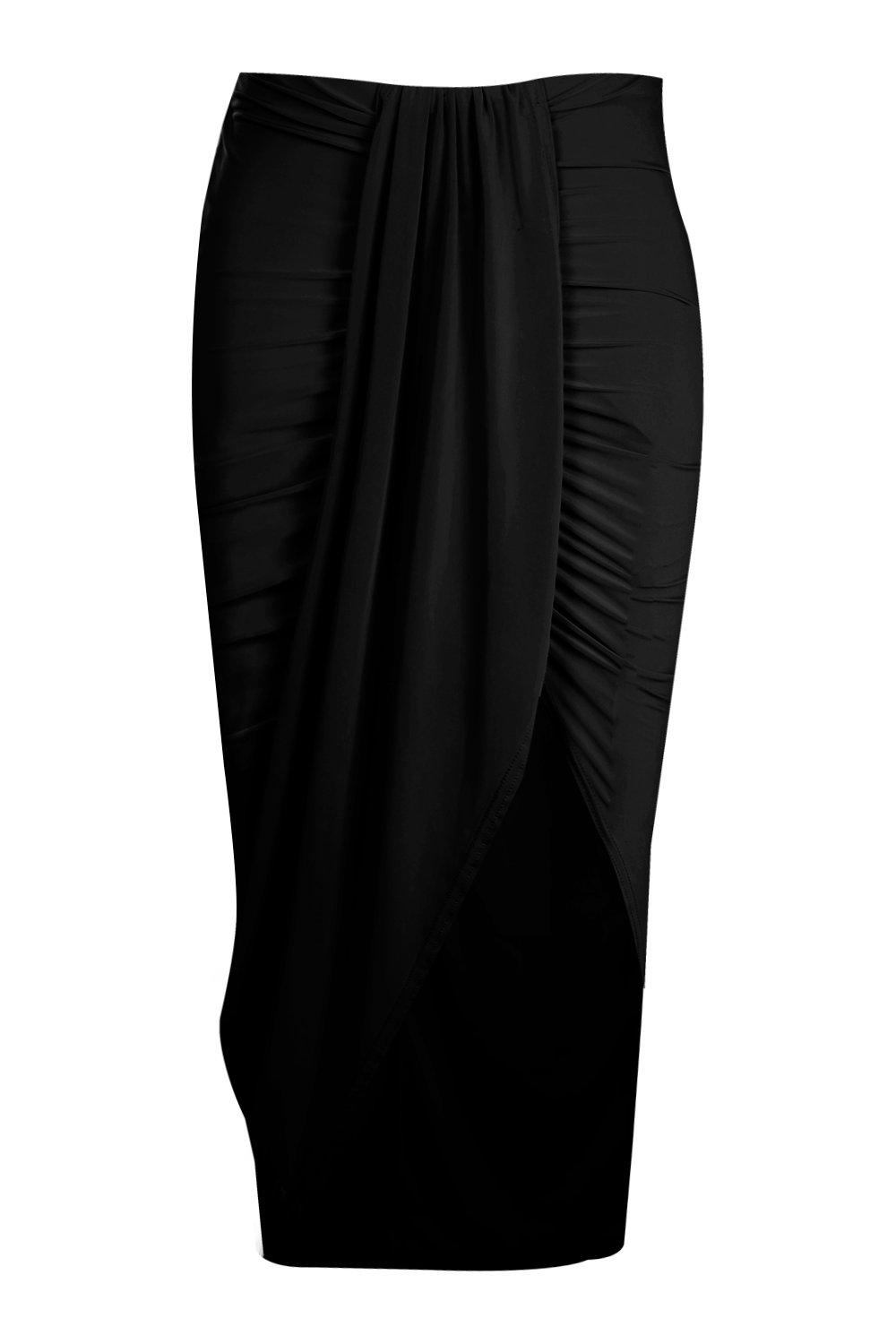 Boohoo Womens Plus Renee Ruched Wrap Front Maxi Skirt | eBay