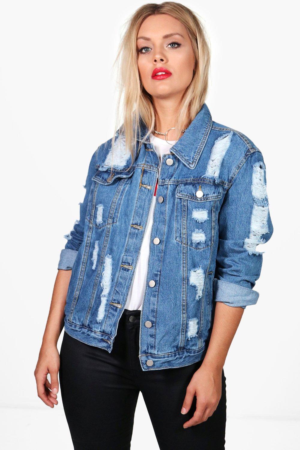 distressed denim jacket women