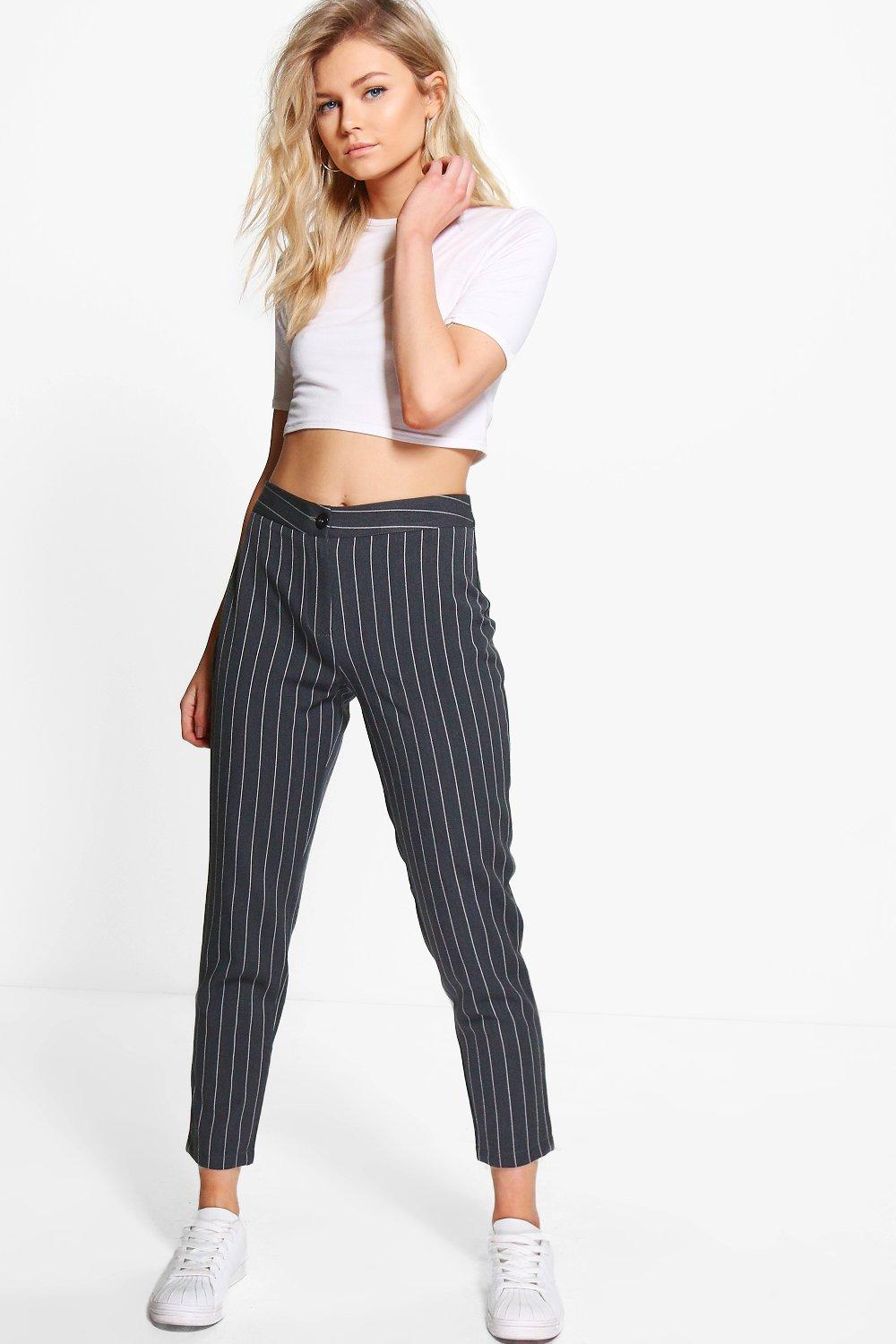 striped tapered pants