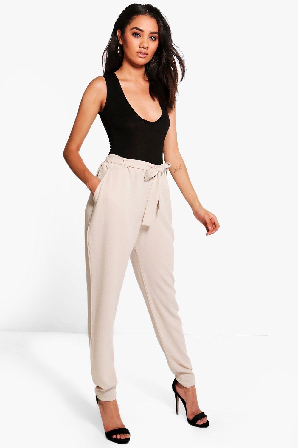 tapered tie waist trousers