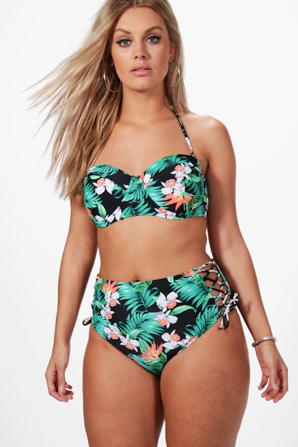 Maillot De Bain Taille Haute Fleuri