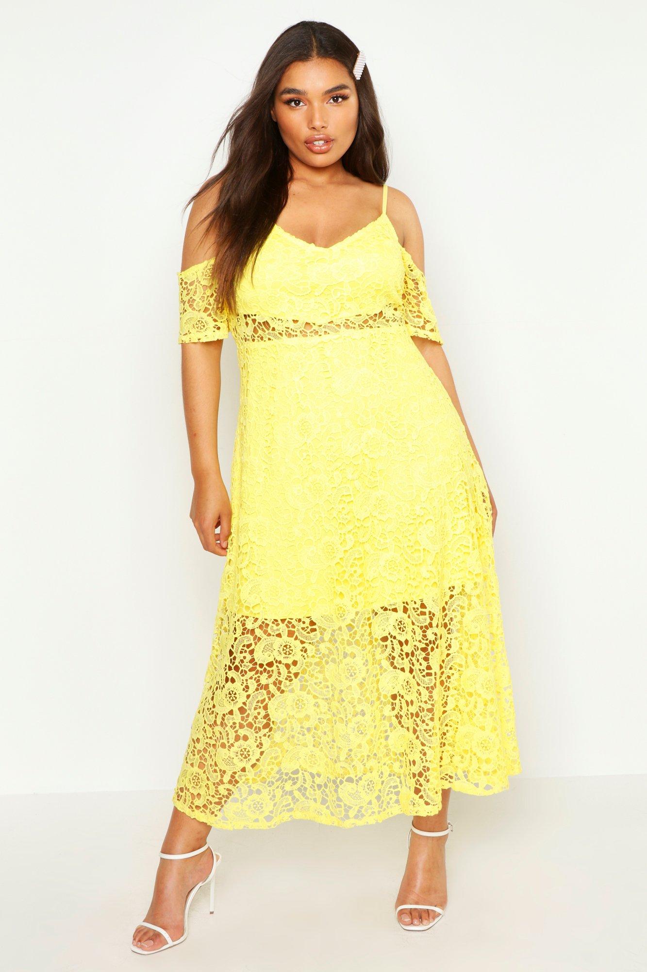 boohoo yellow lace dress