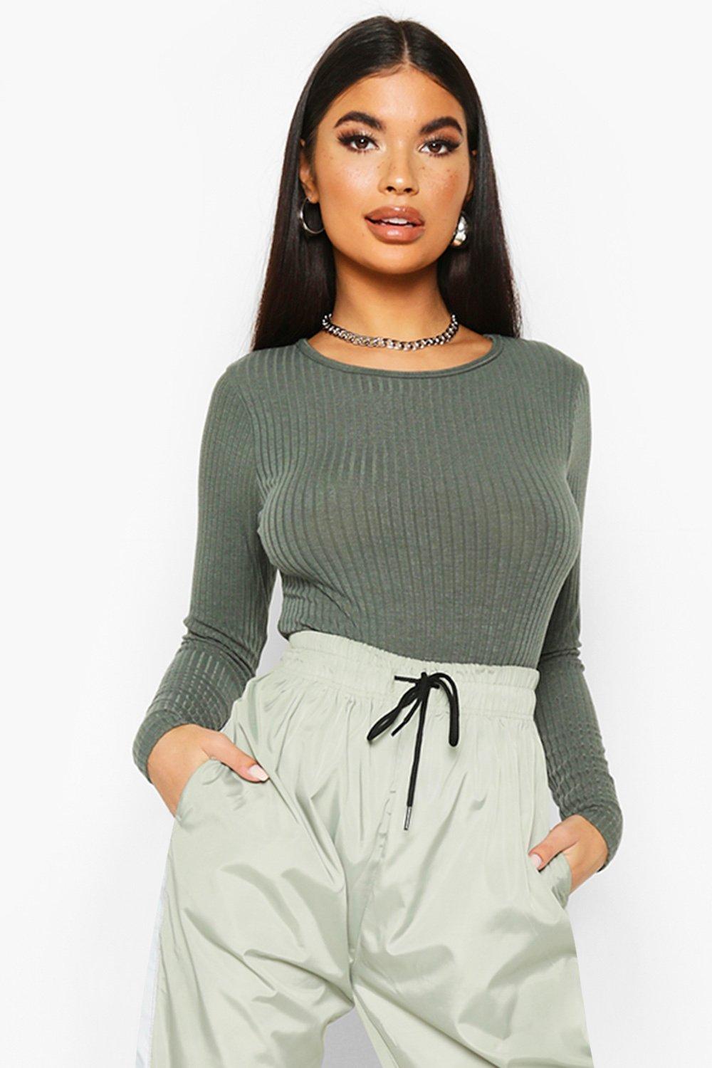

Боди из трикотажа в рубчик из коллекции Petite, Khaki