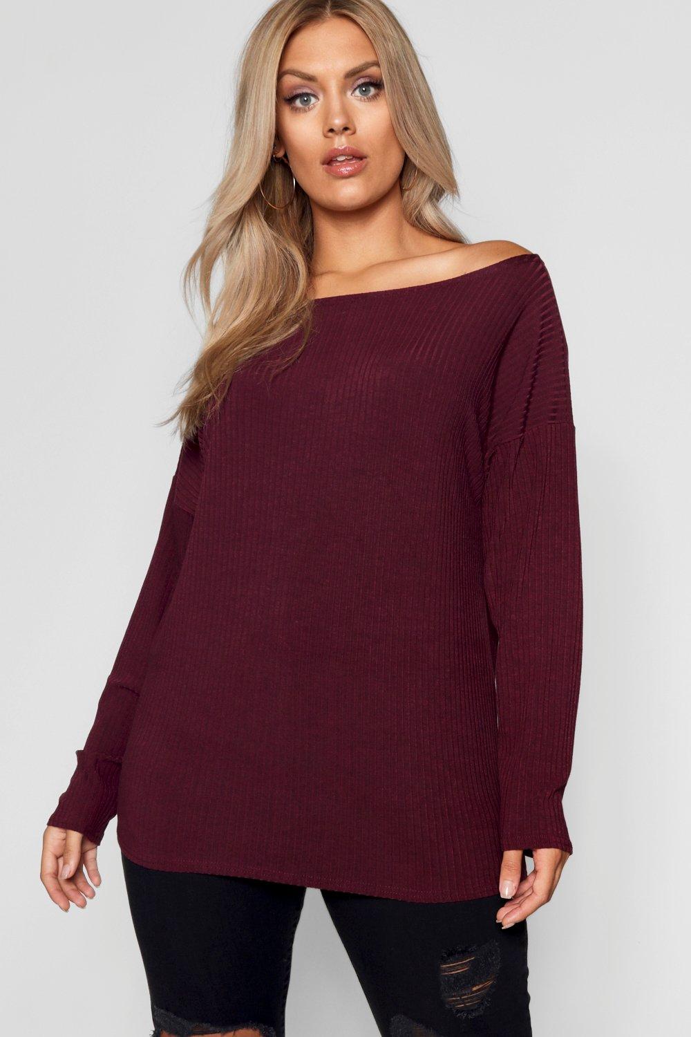 Plus Off The Shoulder Knitted Sweater 