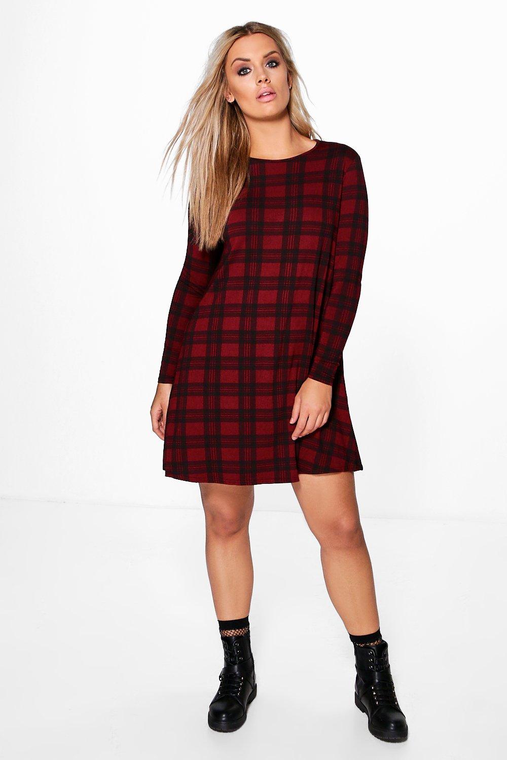 Plus Kelly Tartan Basic Swing Dress Boohoo