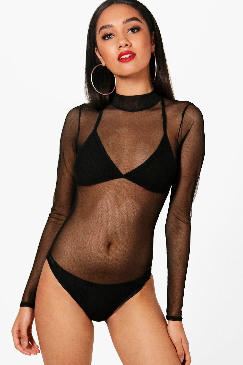 high neck mesh bodysuit