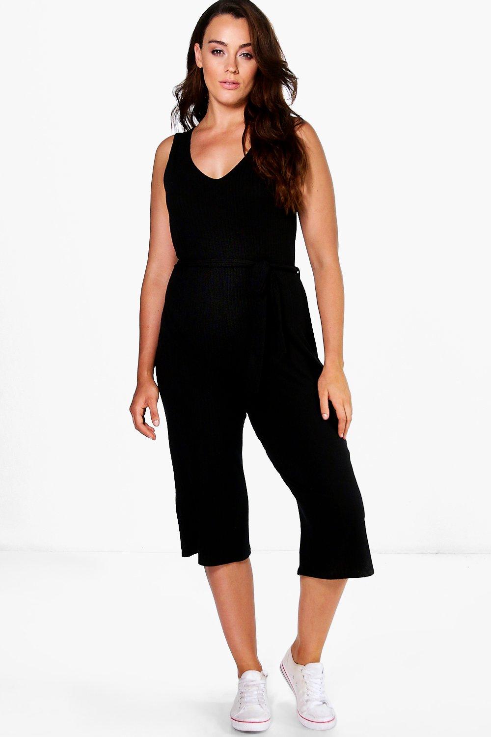 ribbed belted jumpsuit