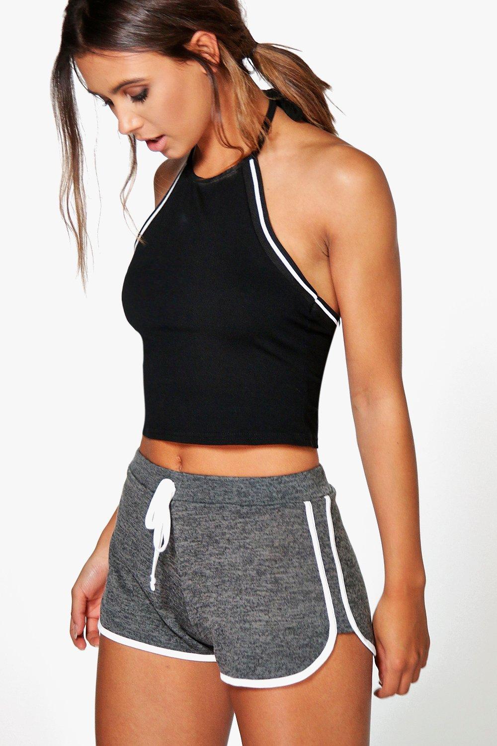 gym shorts and crop top