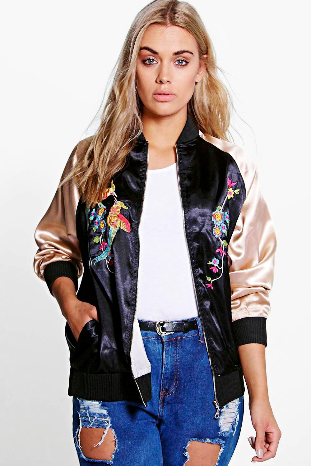 plus size satin bomber jacket