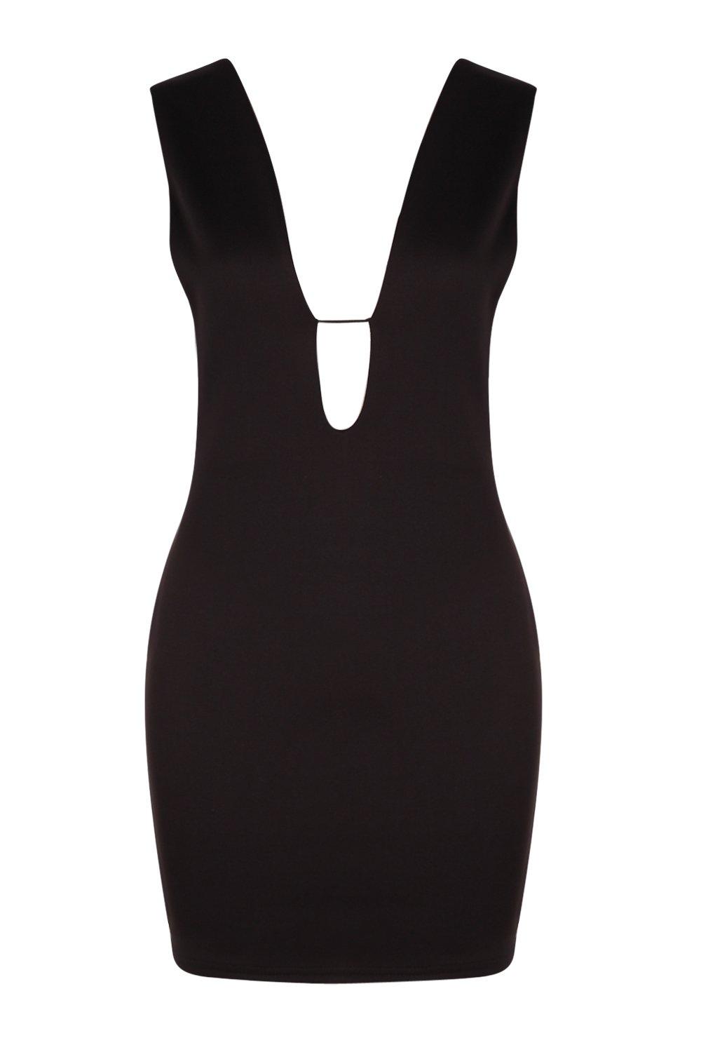 Boohoo Womens Petite Helen Deep Plunge Bodycon Dress | eBay