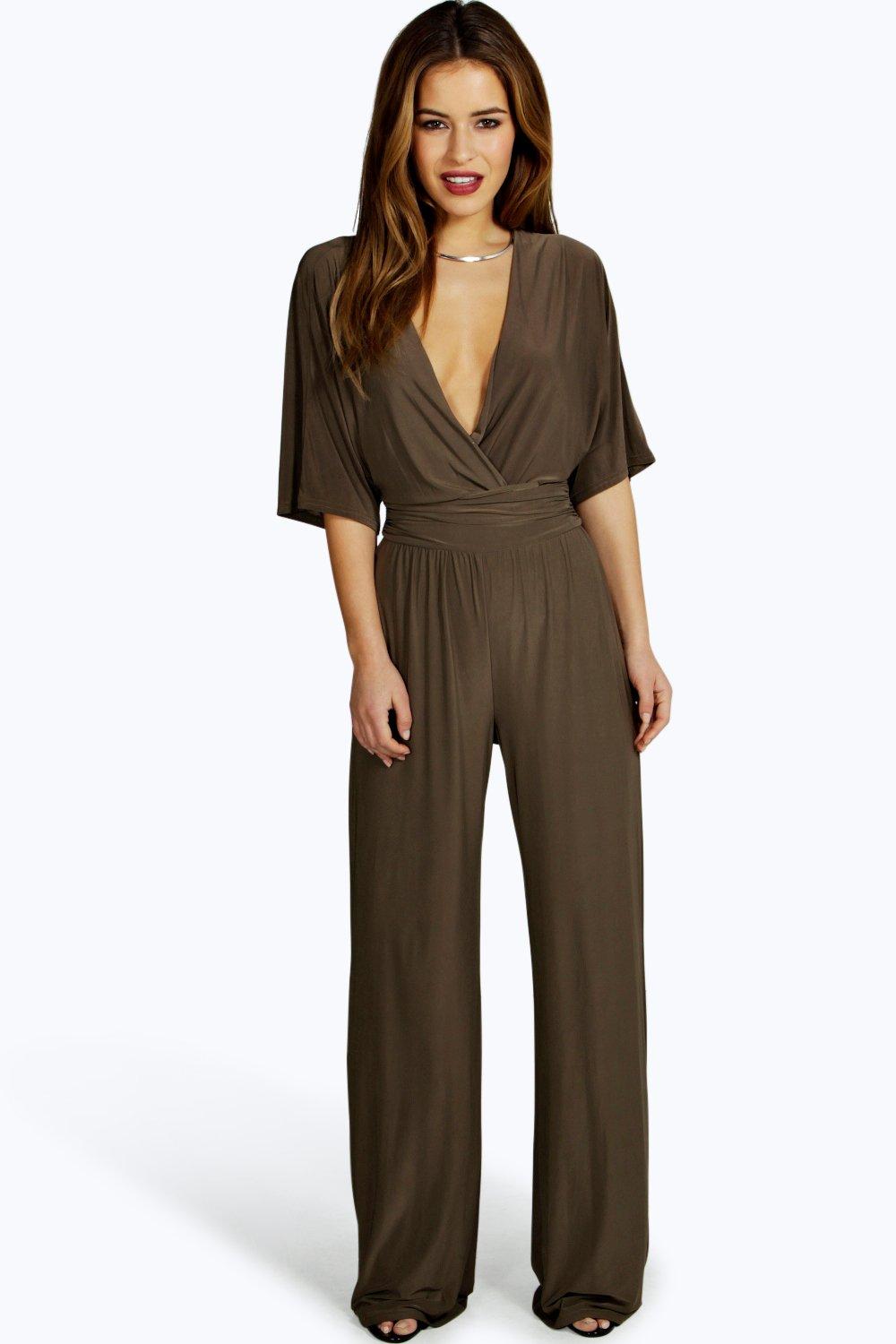 khaki wide leg jumpsuit