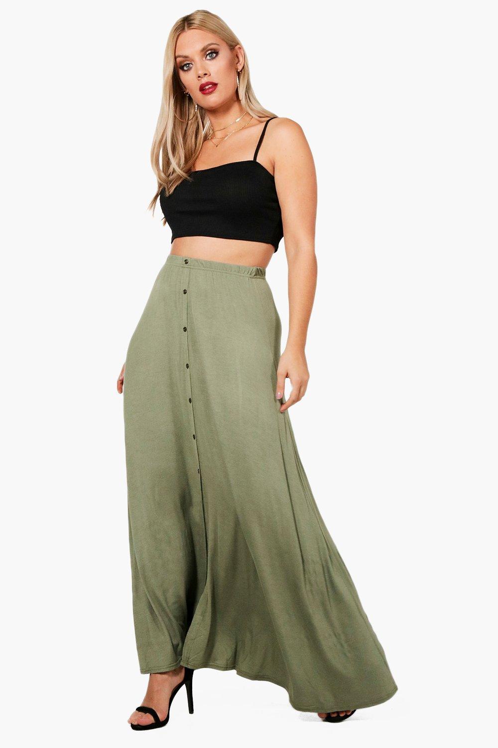 Boohoo Womens Eliza Button Through Maxi Skirt | eBay