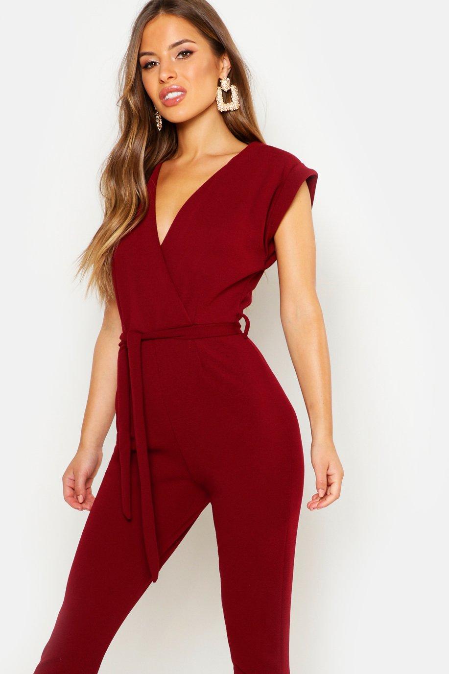 Boohoo Womens Petite Millie Wrap Over Jumpsuit | eBay