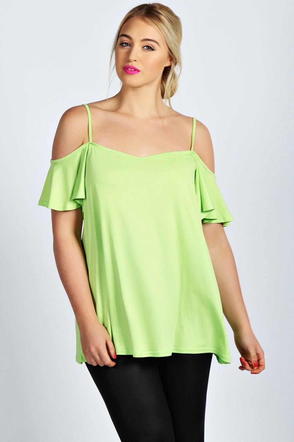 Boohoo Womens Ladies Amy Frill Sleeve Swing Plus Size Top | eBay