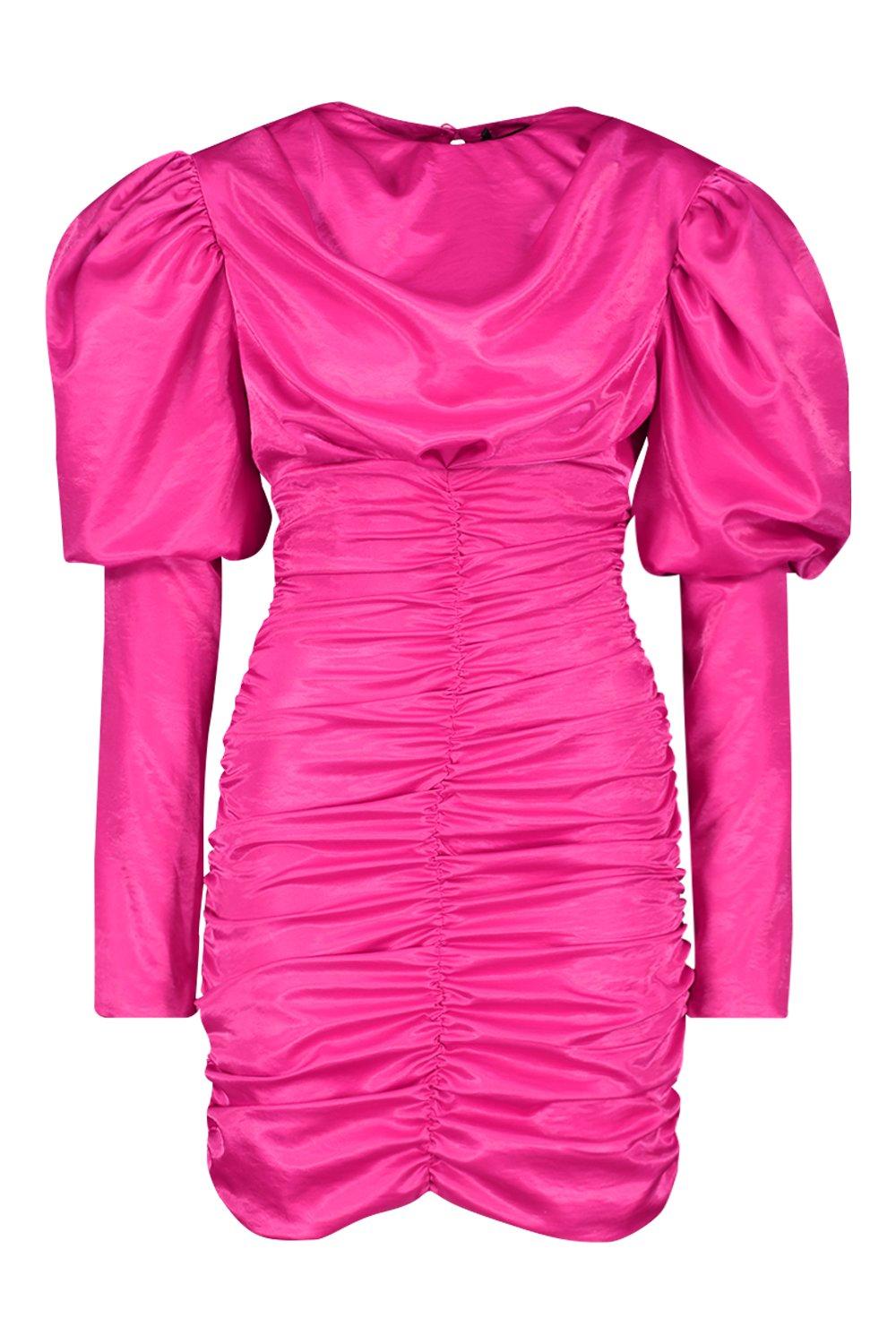 hot pink fitted dress