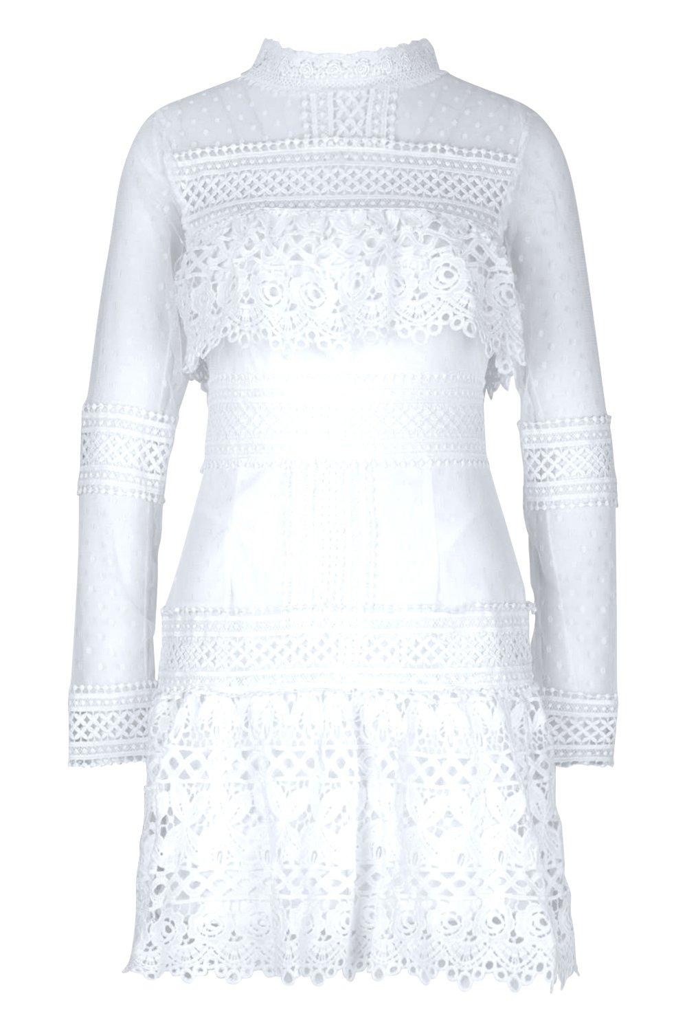 

Платье Premium ажурной вязки с длинными рукавами, White