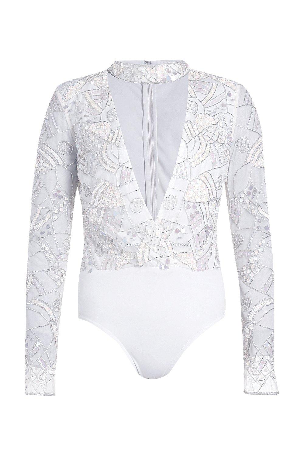 white embellished bodysuit