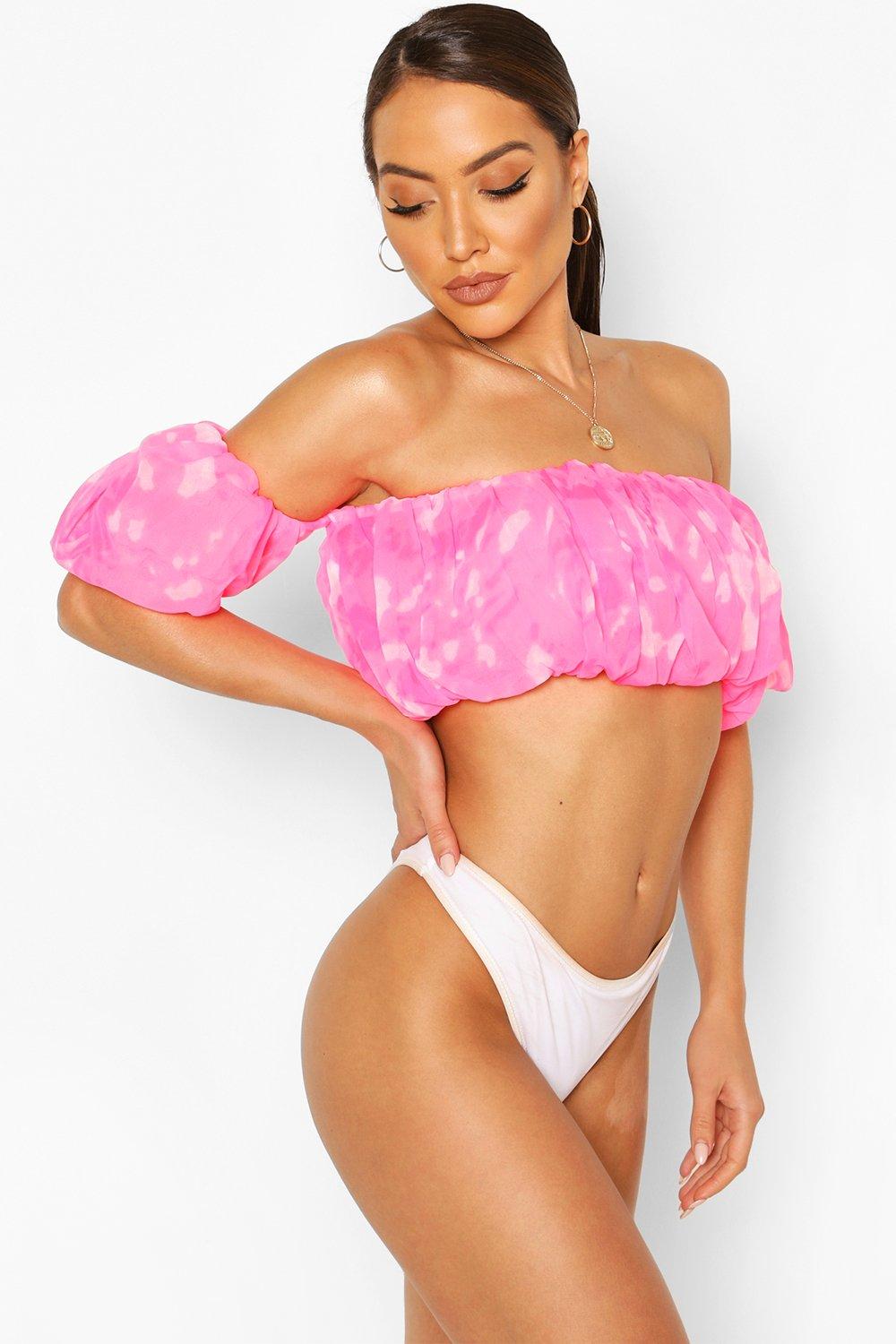 boohoo balloon sleeve swimsuit