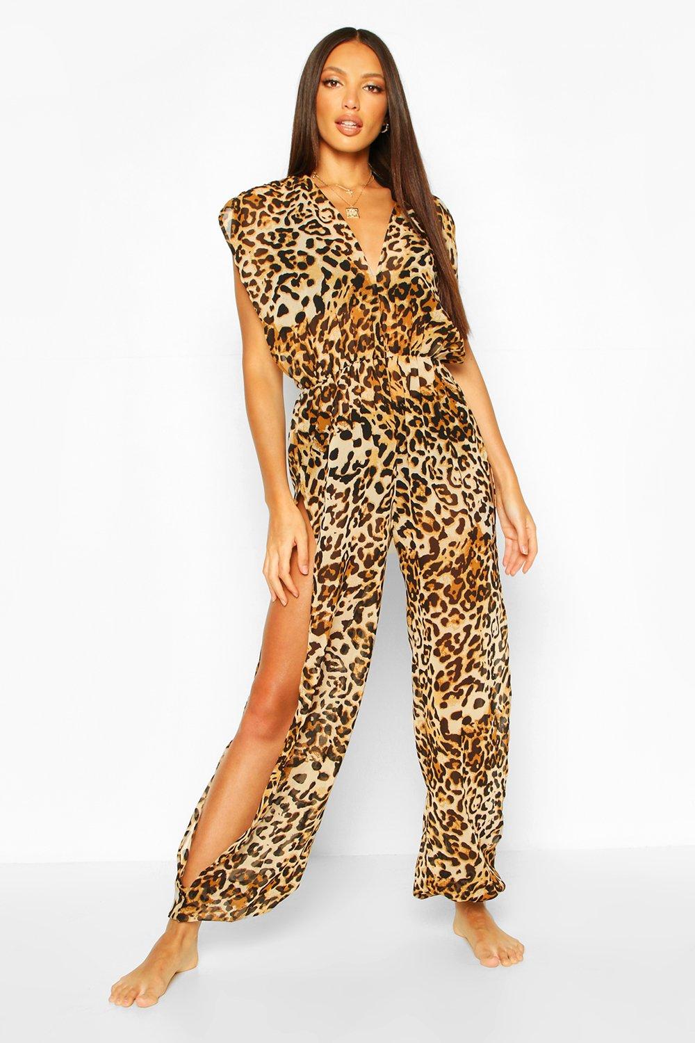 boohoo leopard print jumpsuit