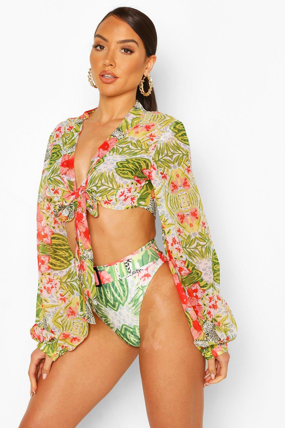 boohoo balloon sleeve swimsuit