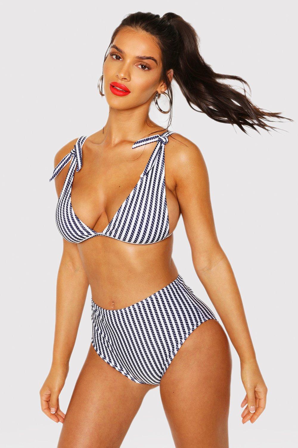 nautical high waisted bikini