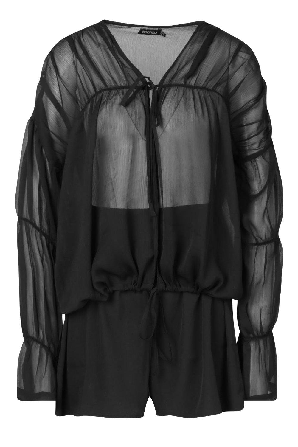 

Пляжная накидка с драпированными рукавами, Black