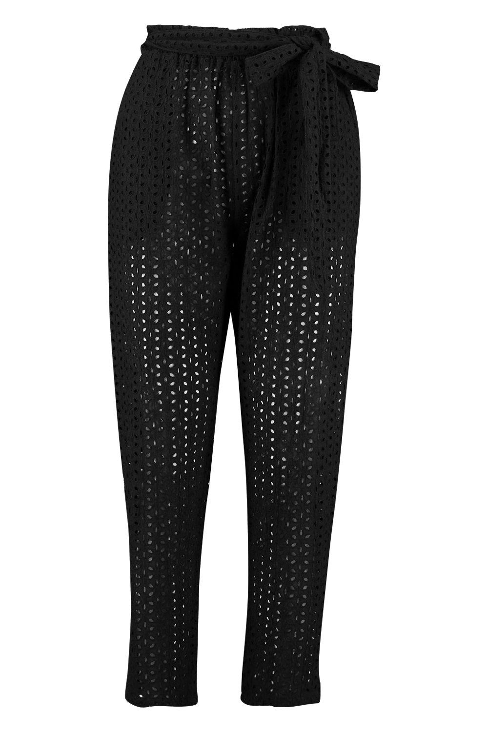 

Пляжные брюки из ткани бродери, Black