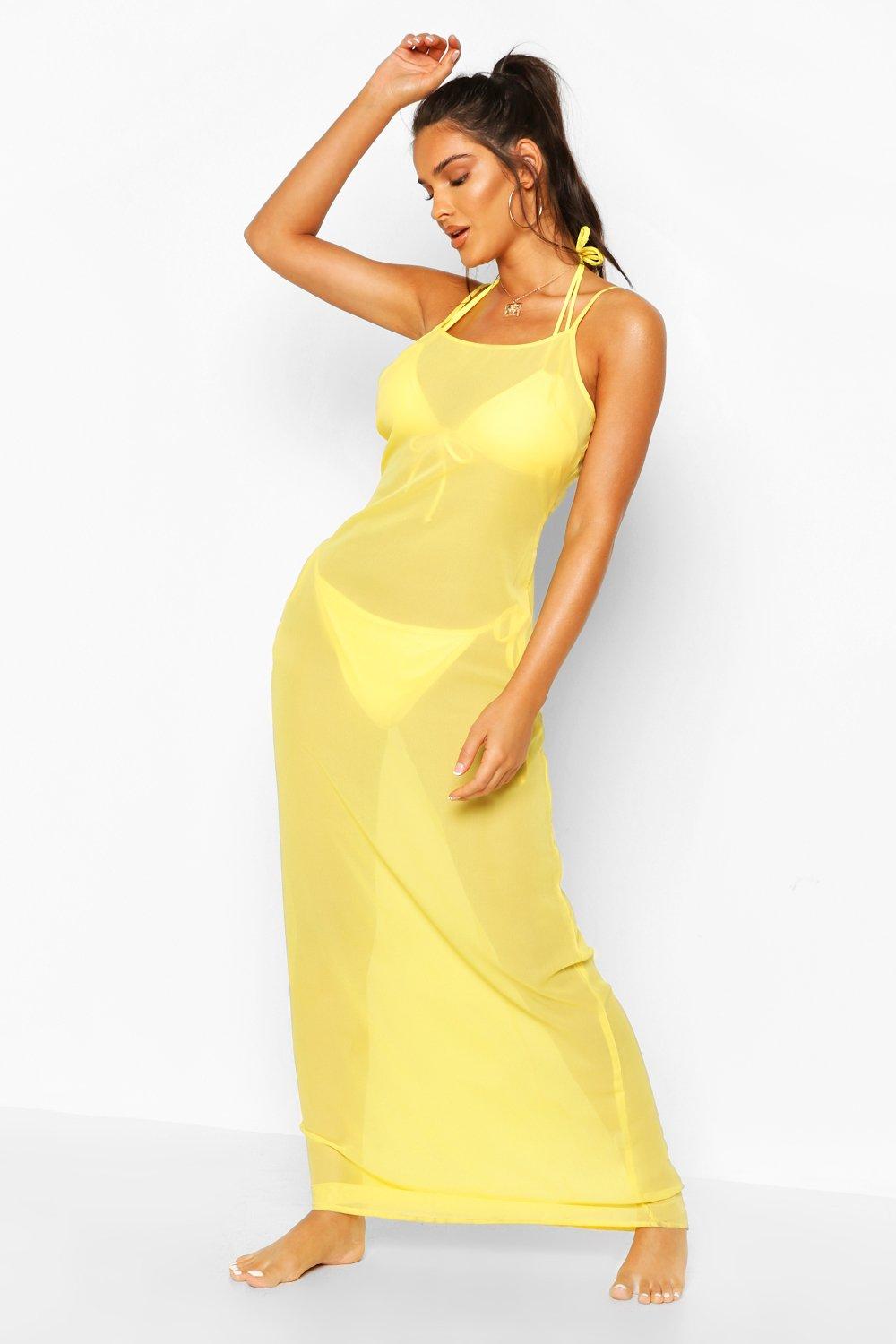 

Пляжное платье макси на бретельках, Yellow