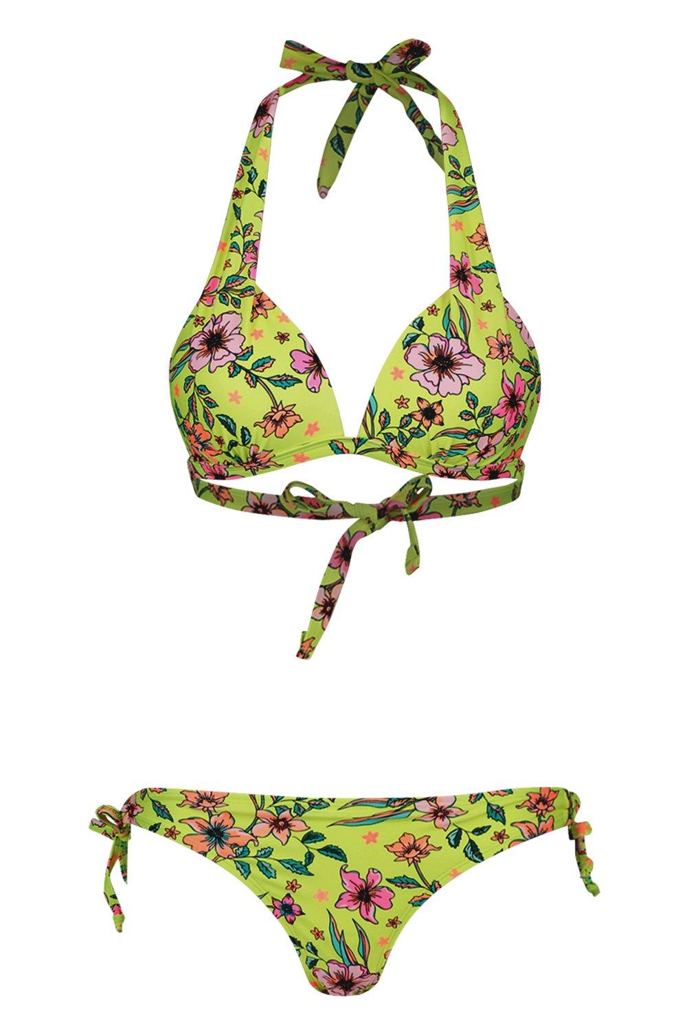 neon yellow push up bikini