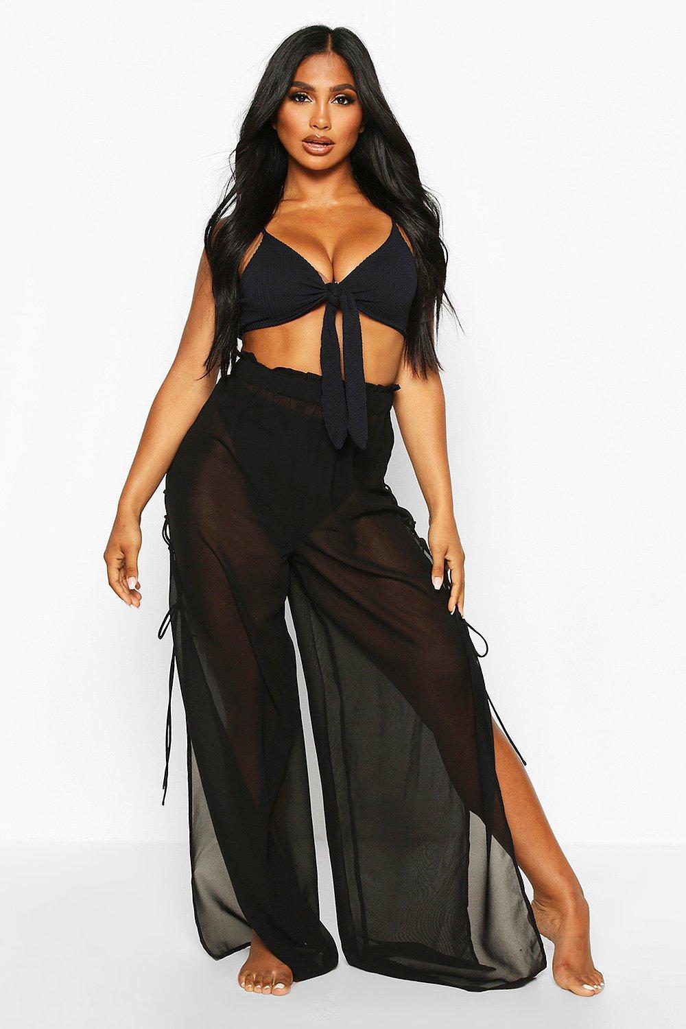 black lace beach pants