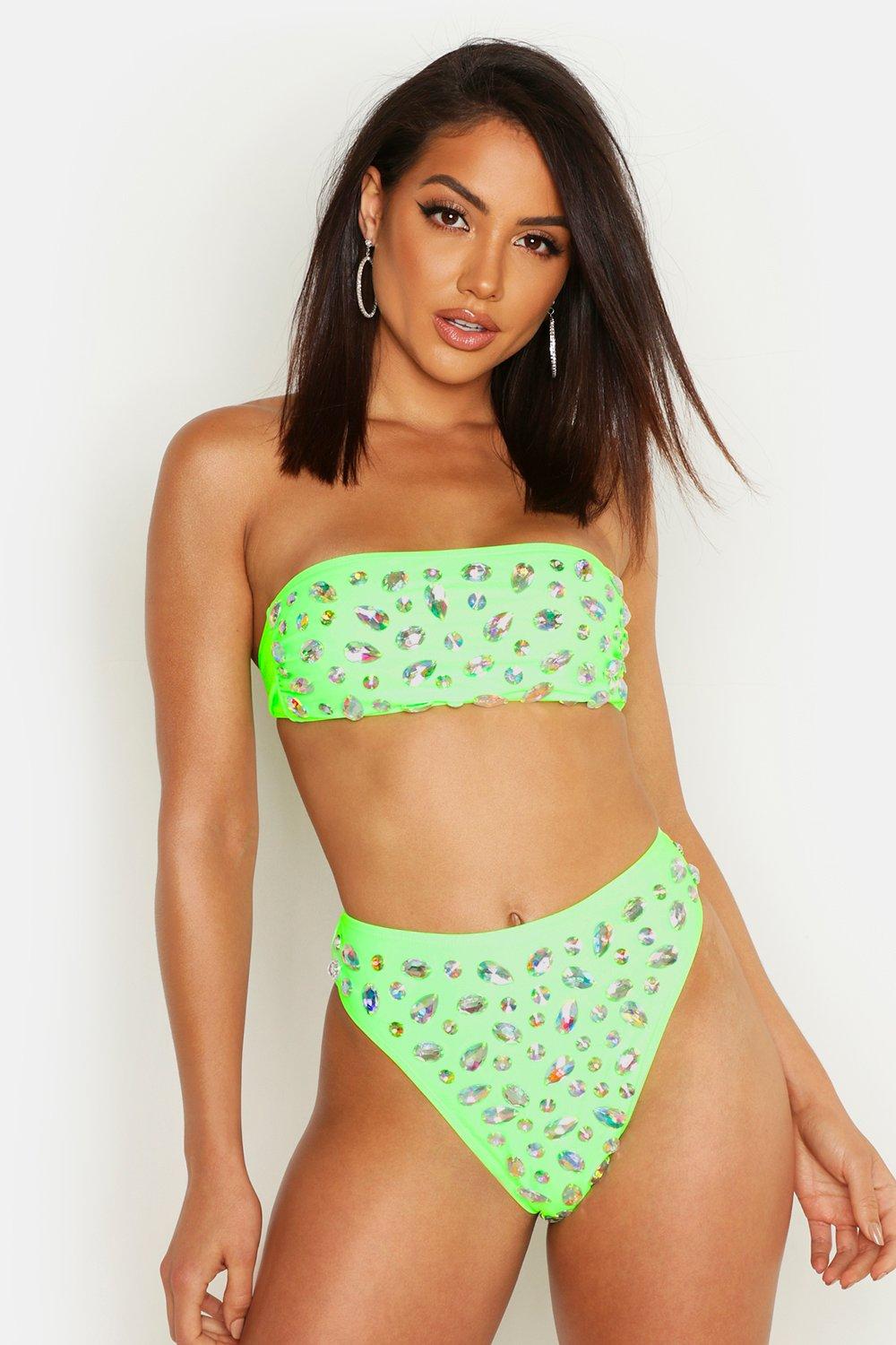 neon green high waisted bikini