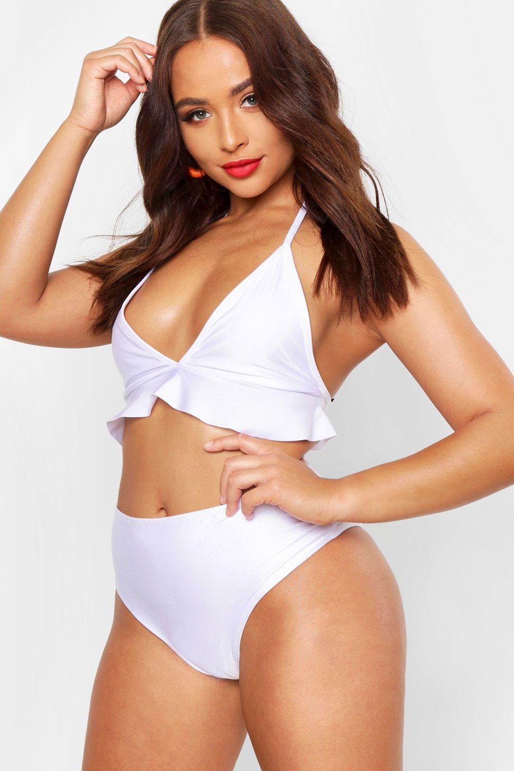 white high waisted bikini set