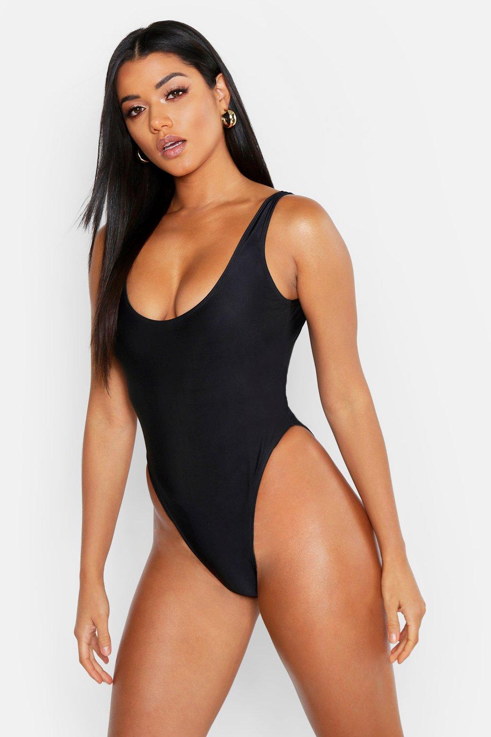 

Scoop High Leg Swimsuit, Black