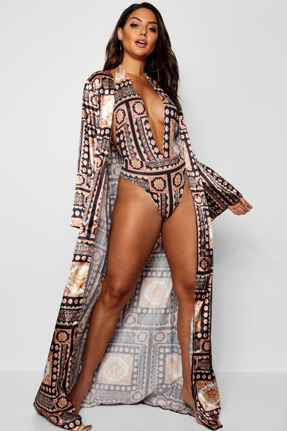 black swim kimono
