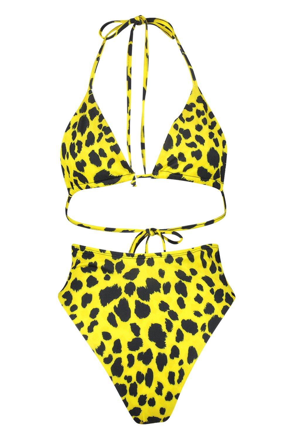 

Peru Leopard Triangle High Waist Bikini, Желтый