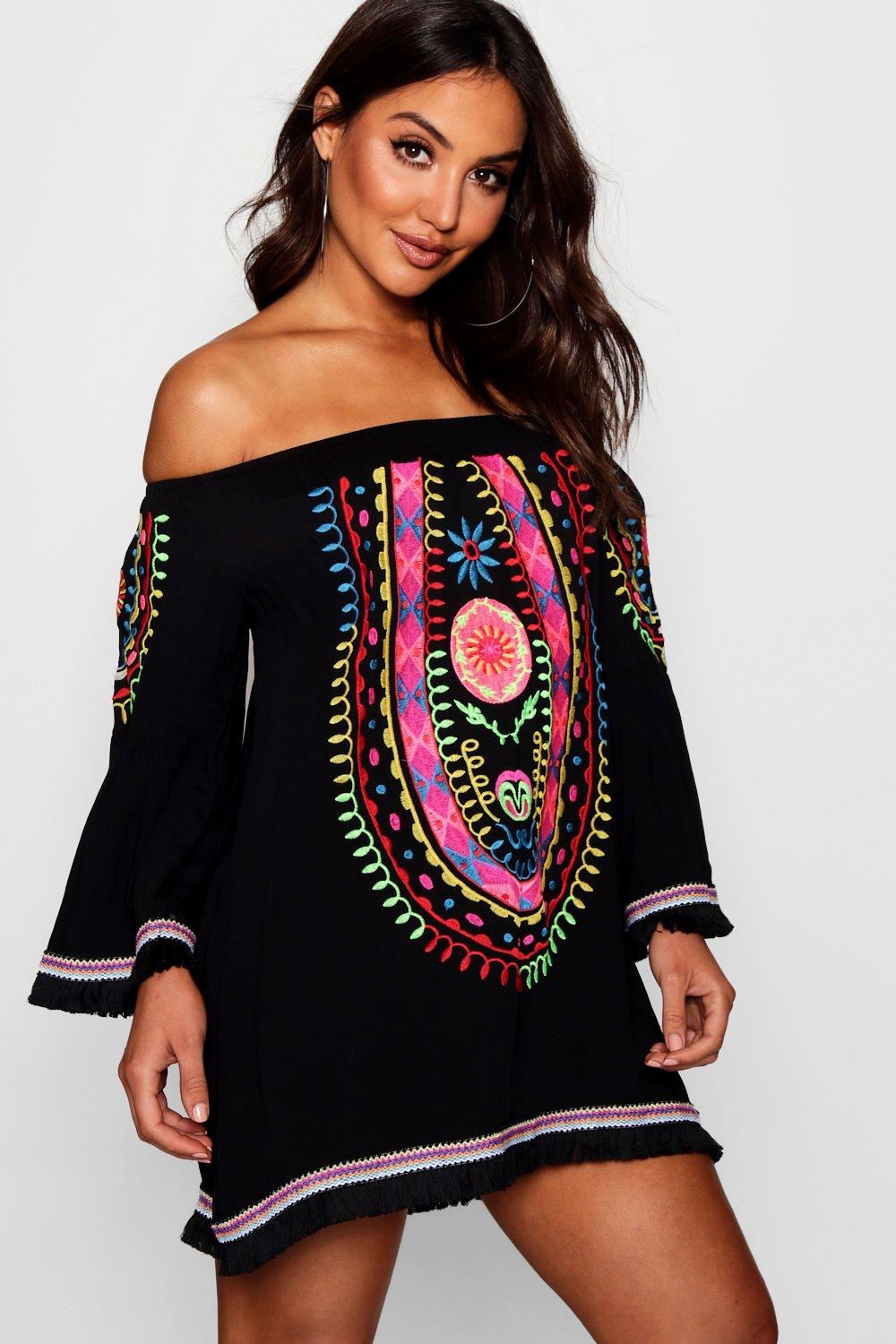 Emily Embroidered Tassel Trim Cover Up | Boohoo