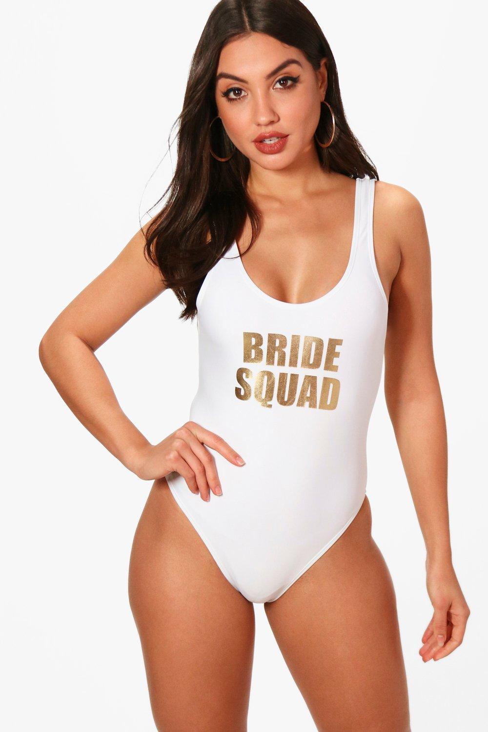 boohoo bride squad swimsuit