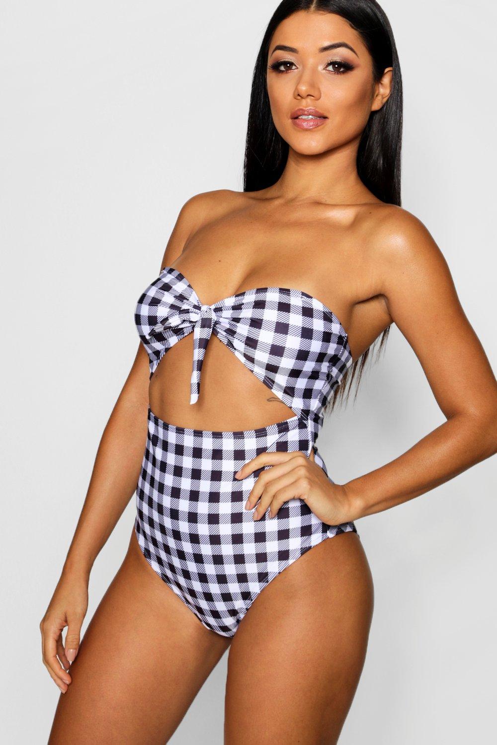 gingham cut out swimsuit