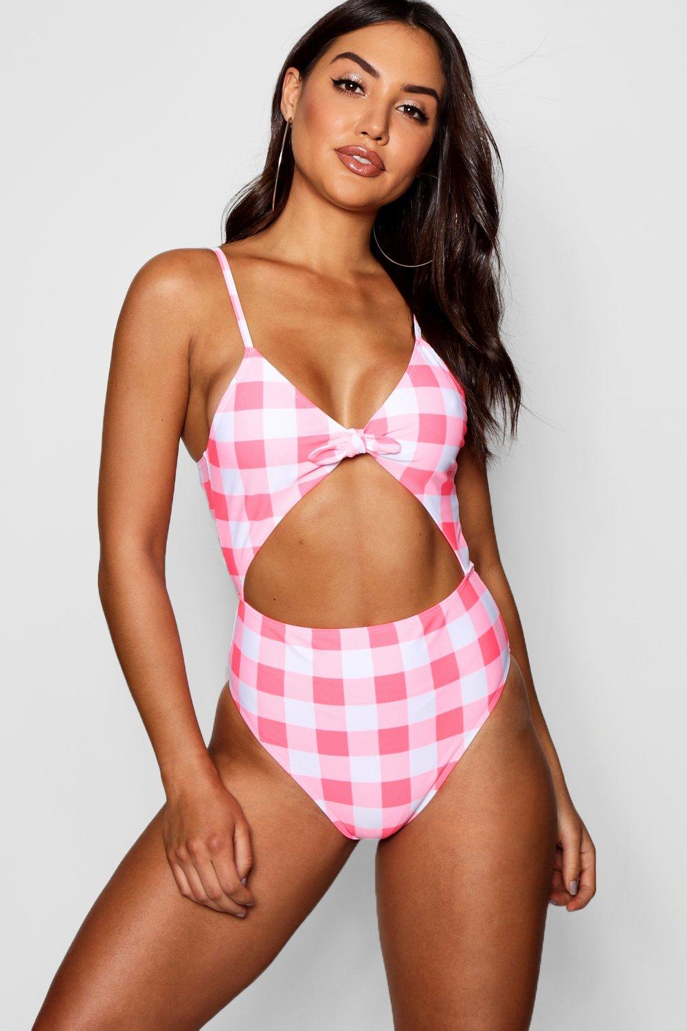 gingham cut out swimsuit