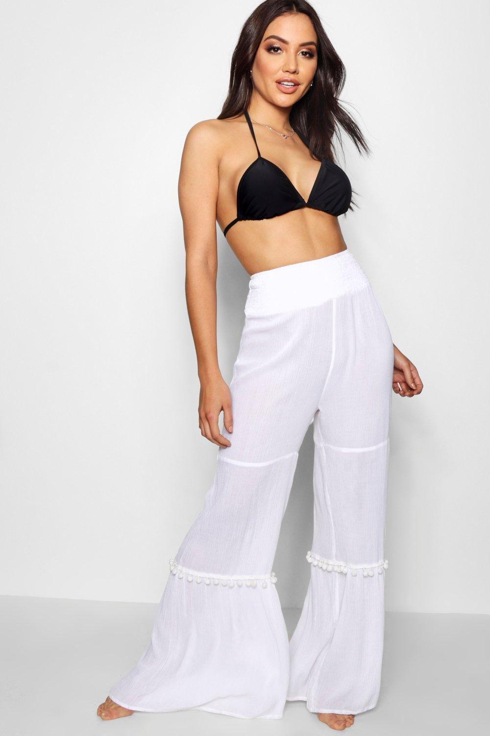 white beach trousers