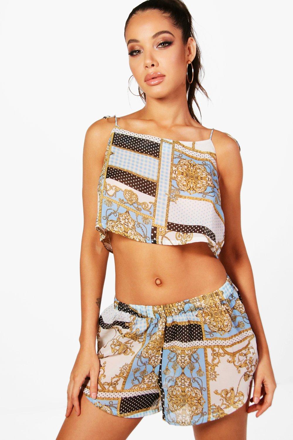 

Scarf Print Beach Co-ord, Голубой