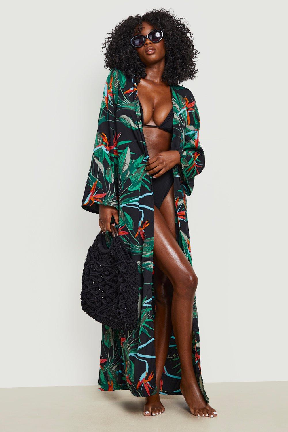 Tropical Maxi Beach Kimono Boohoo
