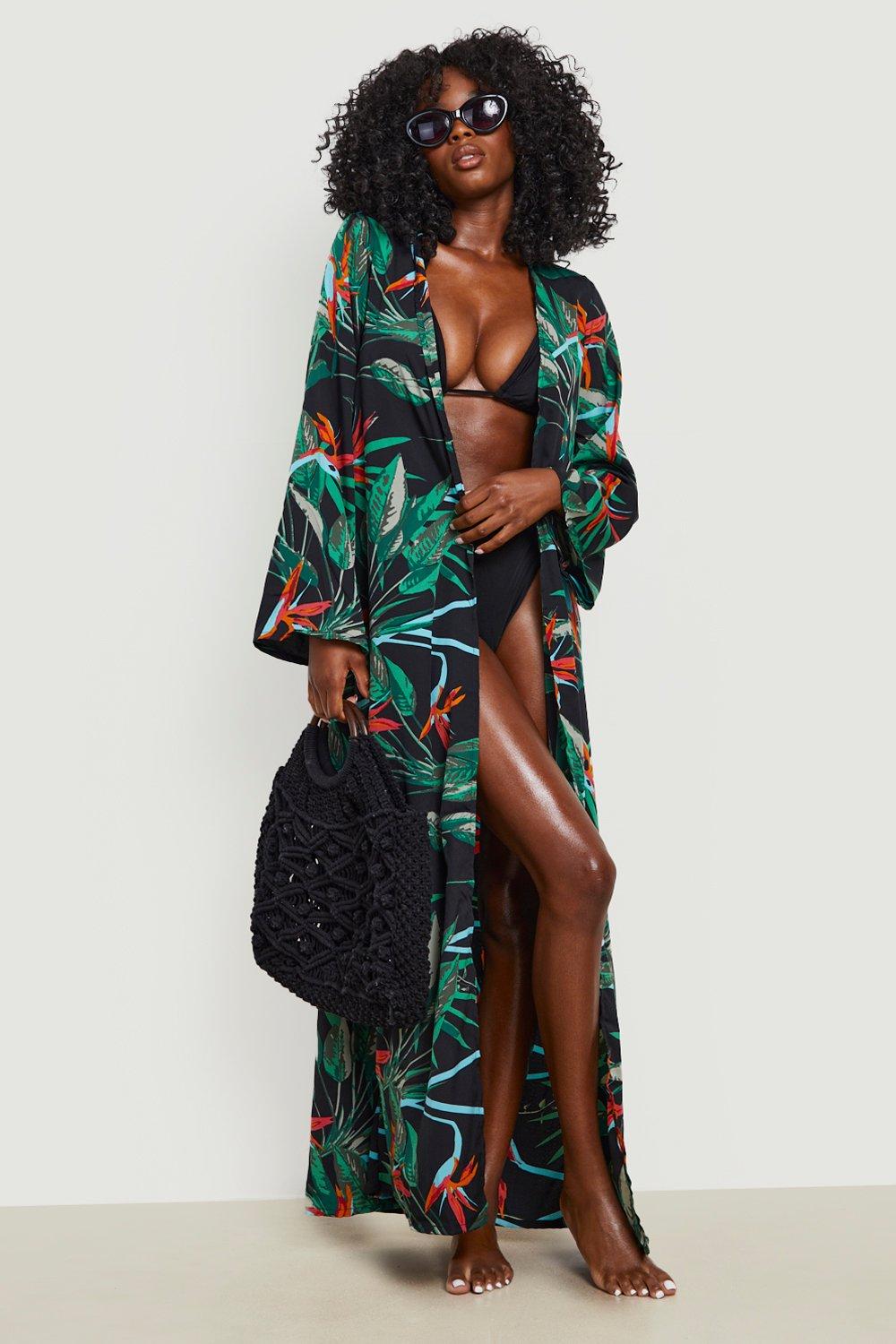 Tropical Maxi Beach Kimono Boohoo