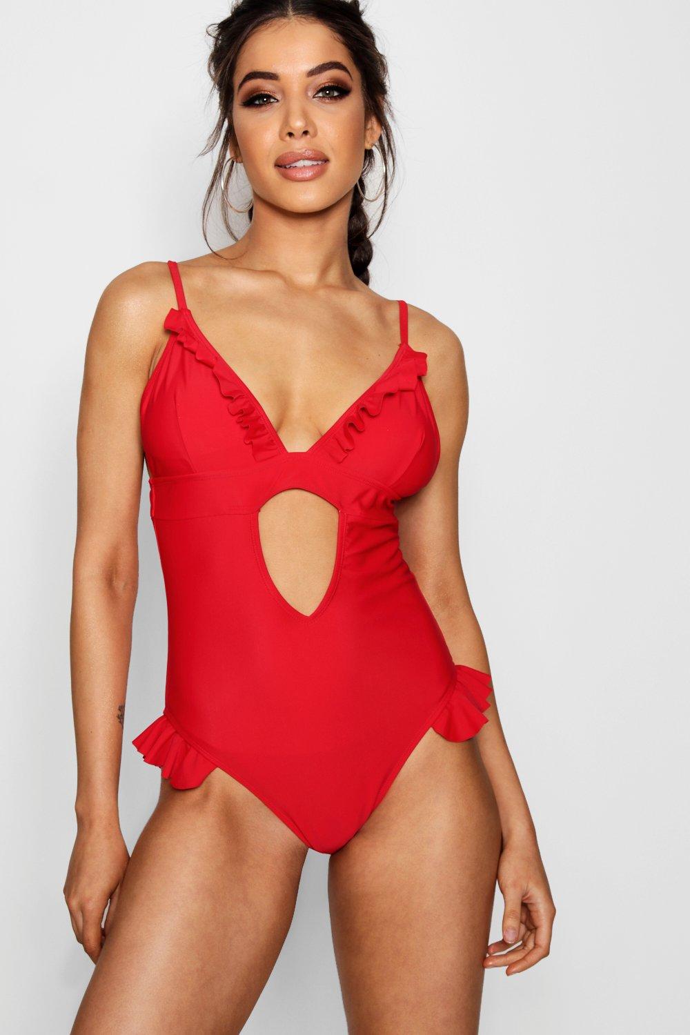 red cut out swimsuit