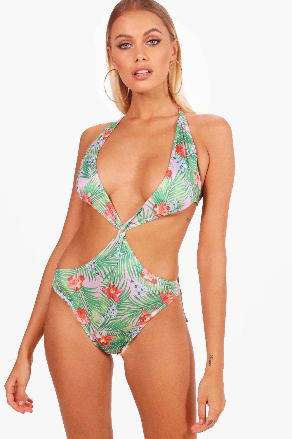 cut out knot swimsuit
