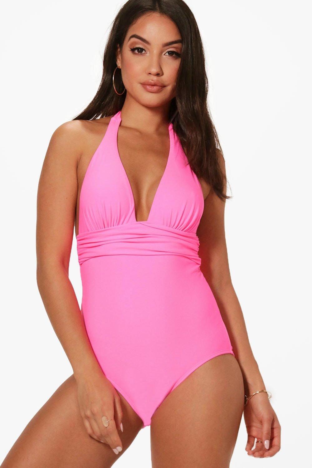 plunge halterneck swimsuit