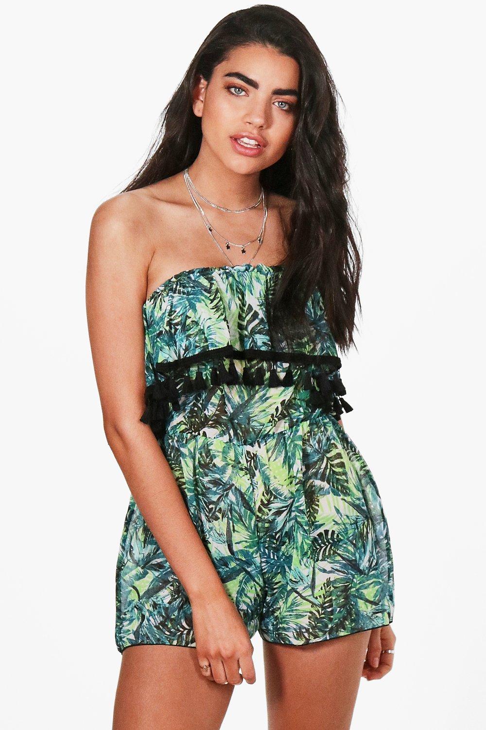 boohoo green playsuit