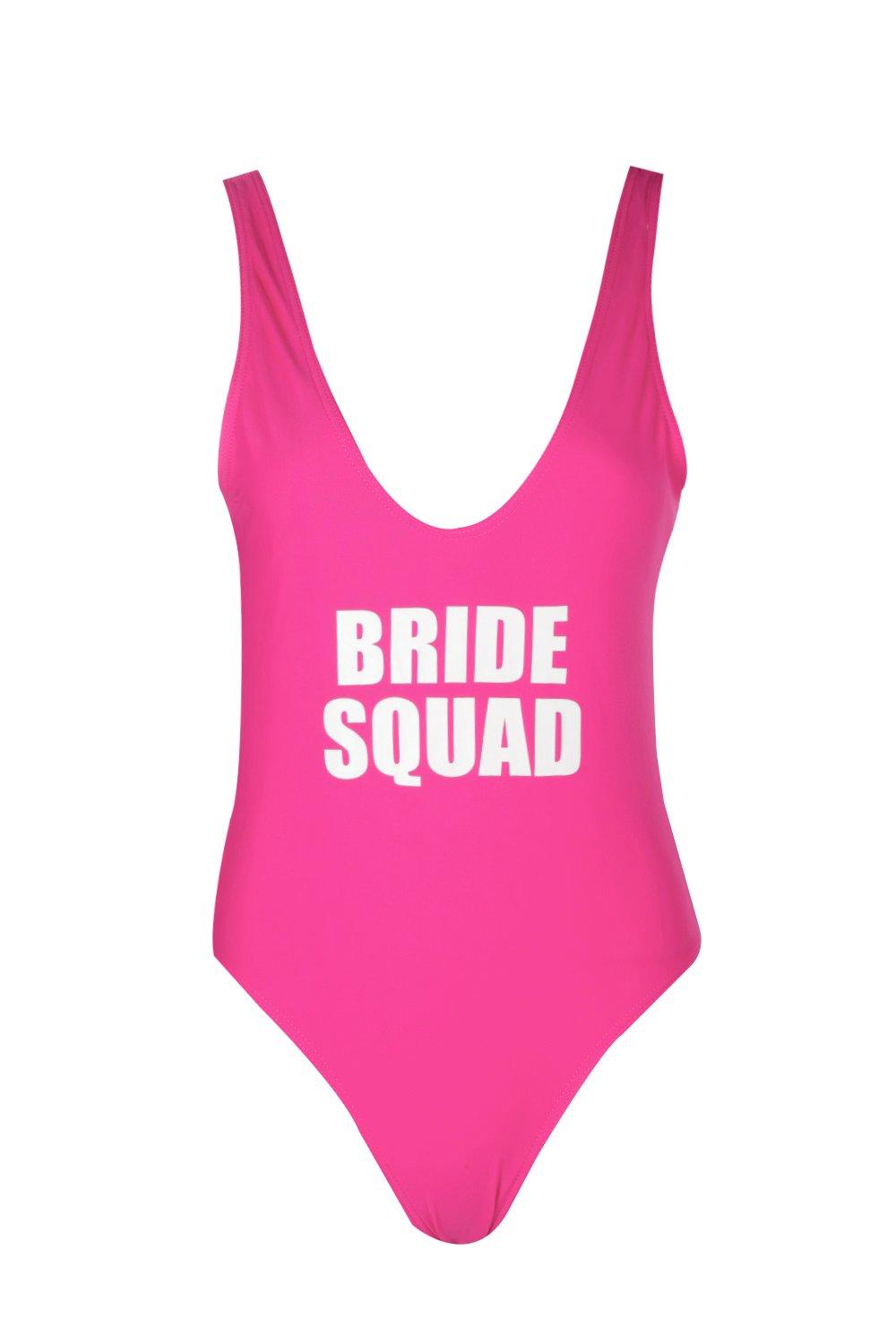 pink bride squad swimsuit